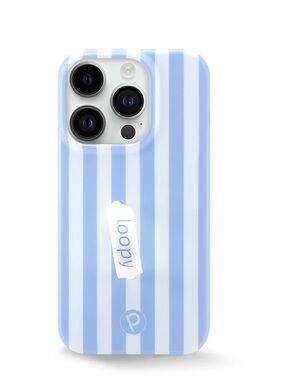 Loopy iPhone 14 Pro Case Light Blue & White Striped Phone Case with Loopy Grip